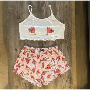 Pajamas Set For Women Fashion Pj Sexy Lingerie Camisole Short Set Watermelon